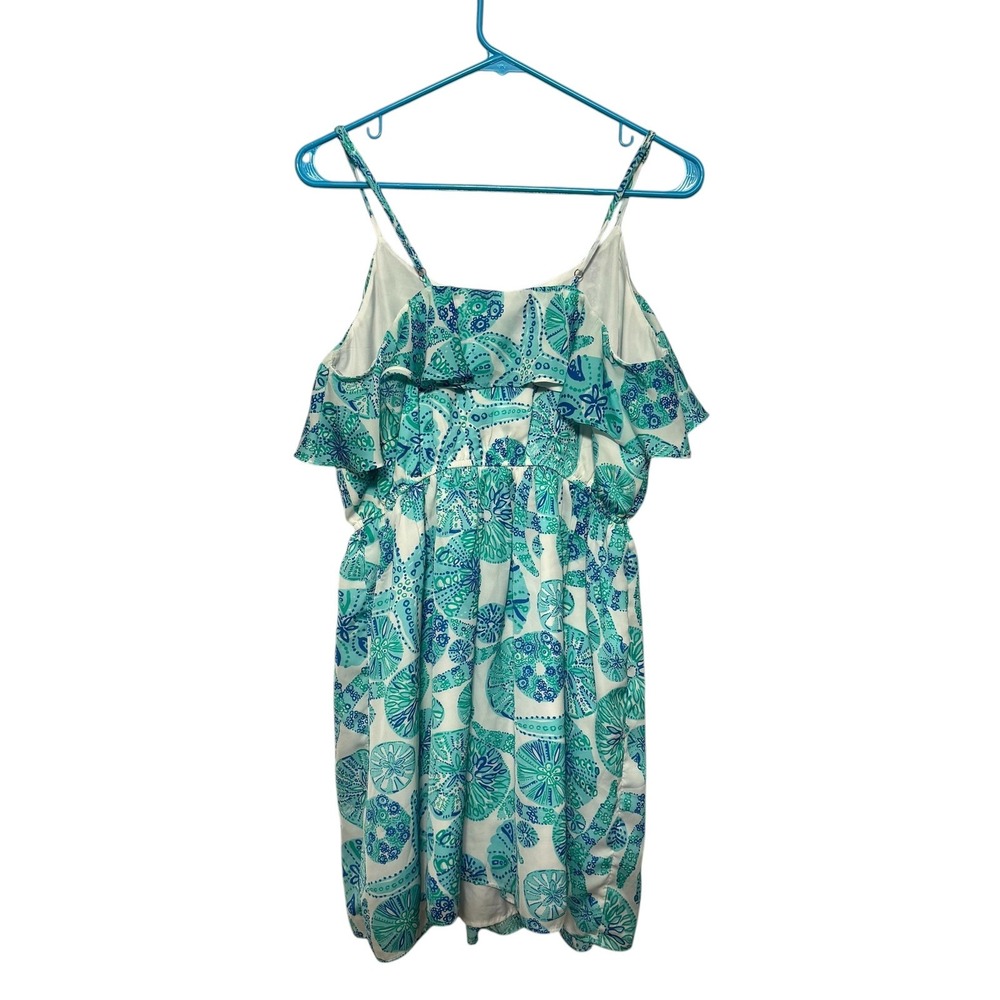 Lilly Pulitzer for Target Dress Blue Shell Print Sleeveless Ruffle Size L - Picture 2 of 5